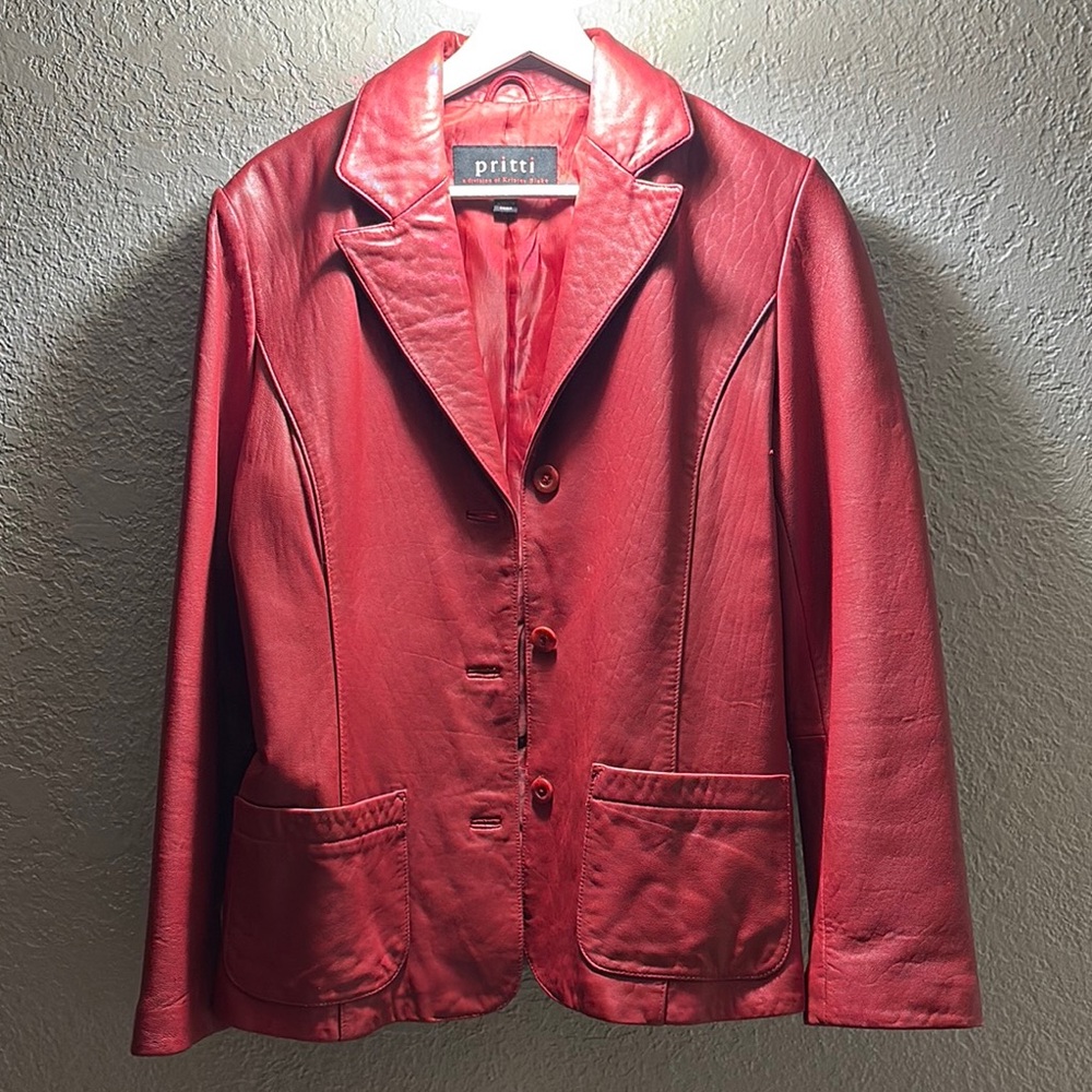 Women's Red Leather Jacket